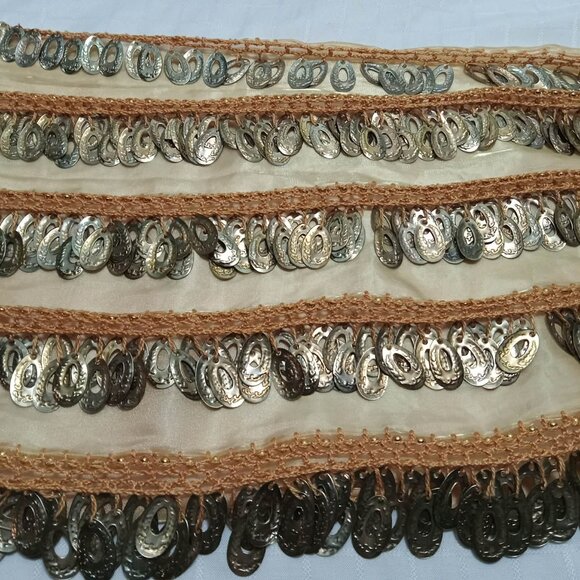 Pretty handmade belly dance skirt orange-beige - Picture 2 of 4